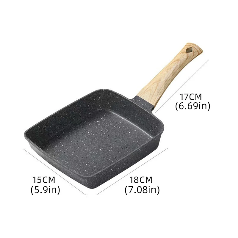 Japanese Tamagoyaki Flat Bottom Frying Pan Maifan Stone Non-stick Pan Melaleuca Square Egg Roll Steak Thick Omelette Frying frying pan