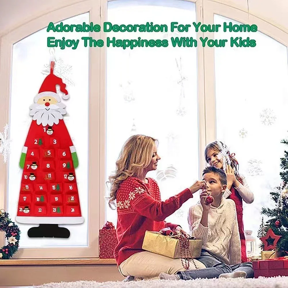 Wall Calendar Christmas Countdown Calendar Christmas Advent Calendar Santa Calendar Holiday Wall Calendar Home Decoration Children Gifts Digital Christmas Tree Non-woven Christmas Countdown