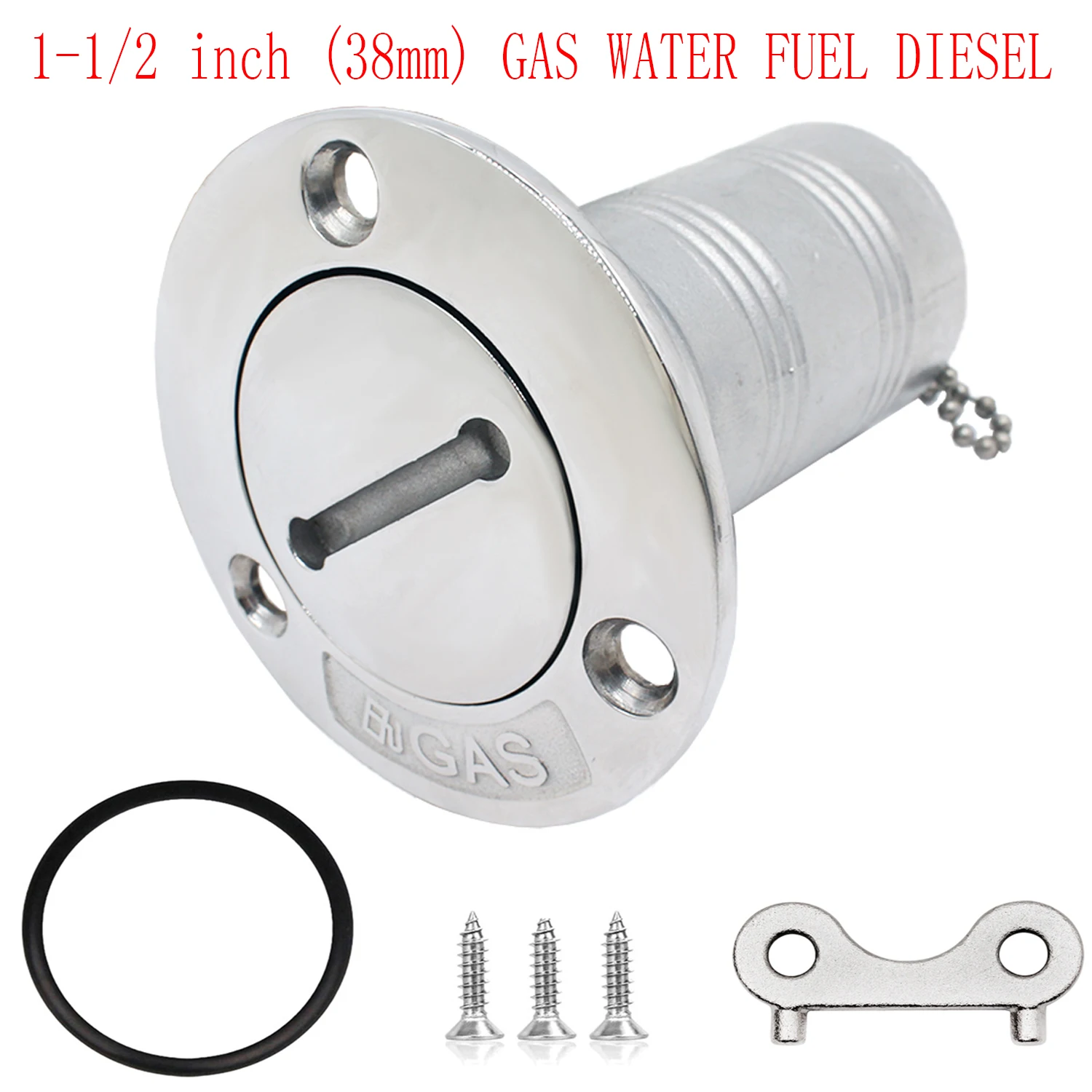 

1-1/2"(38mm) Boat Deck Fill/Filler Tank Neck Key Cap GAS / WATER / FUEL / DIESEL Marine Stainless Steel 316 Yacht Caravan