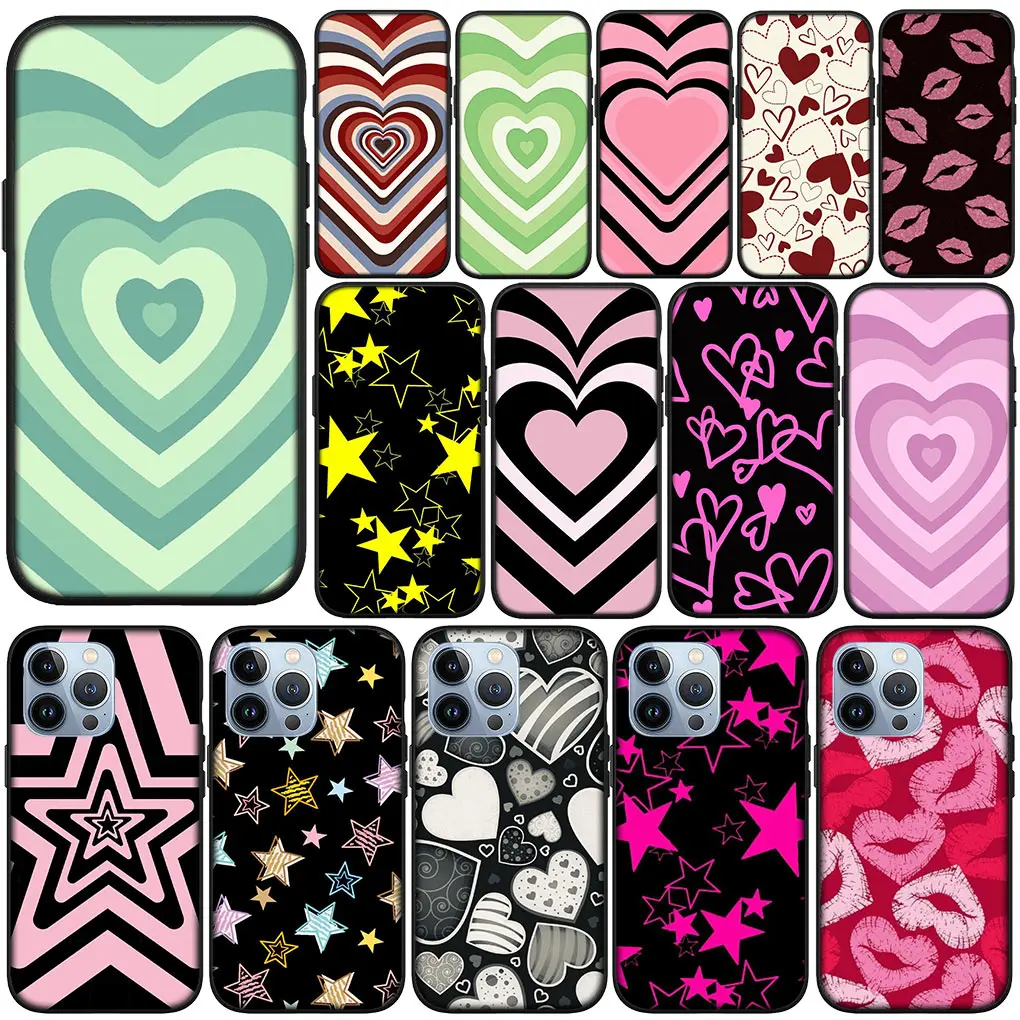 Pink Star Dark Red Heart Love Cover Morbida Per Telefono Per Apple Iphone 11 15 Pro Xs Max X Xr 6 7 8 6S Plus + Se 2022 8 + Custodia In Silicone