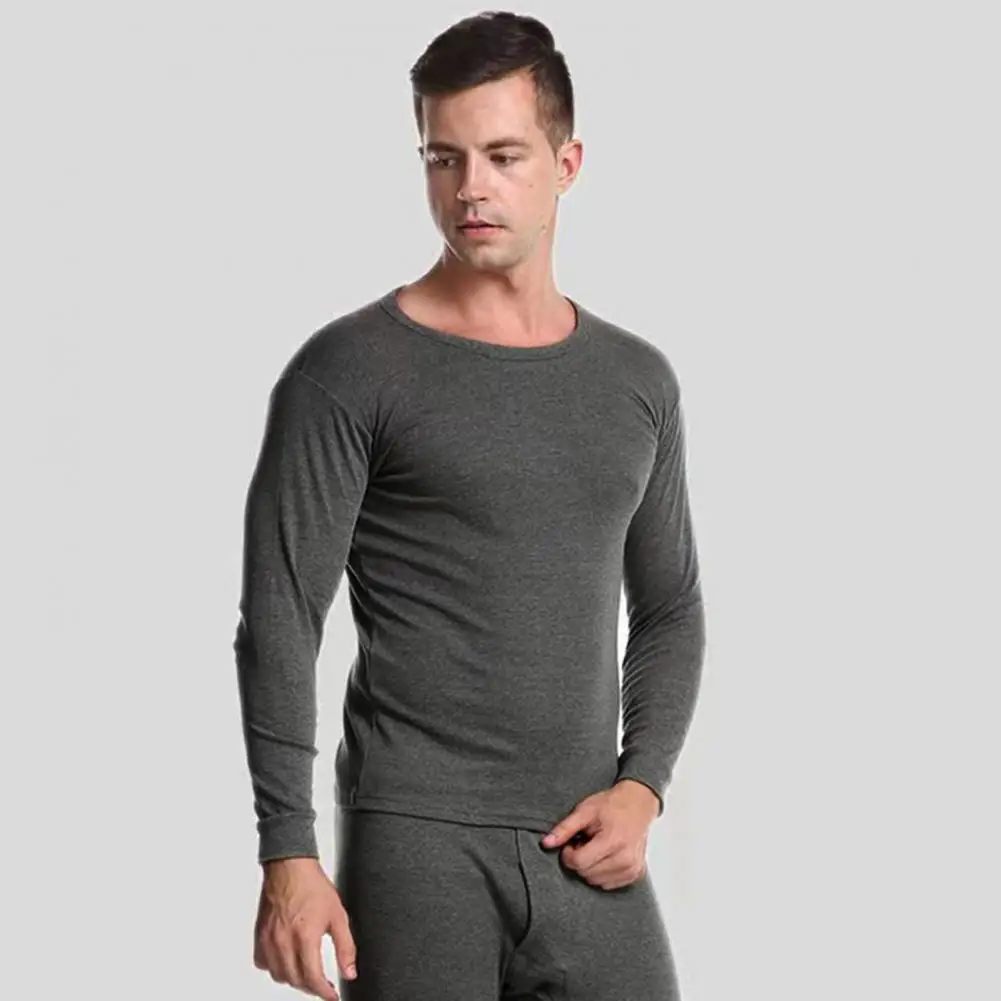 

2 Pcs/Set Winter Warm Underwear Set Slim Fit Thick Fleece Lined Elastic Open U Convex Long Johns Sport Base Layer Pajama Set