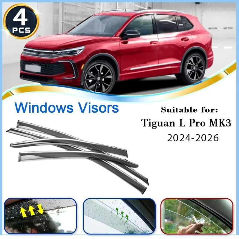 Car Window Visors For Volkswagen VW Tiguan L Pro MK3 LWB-Accessories Deflector Windshields Weathershields Auto Tools