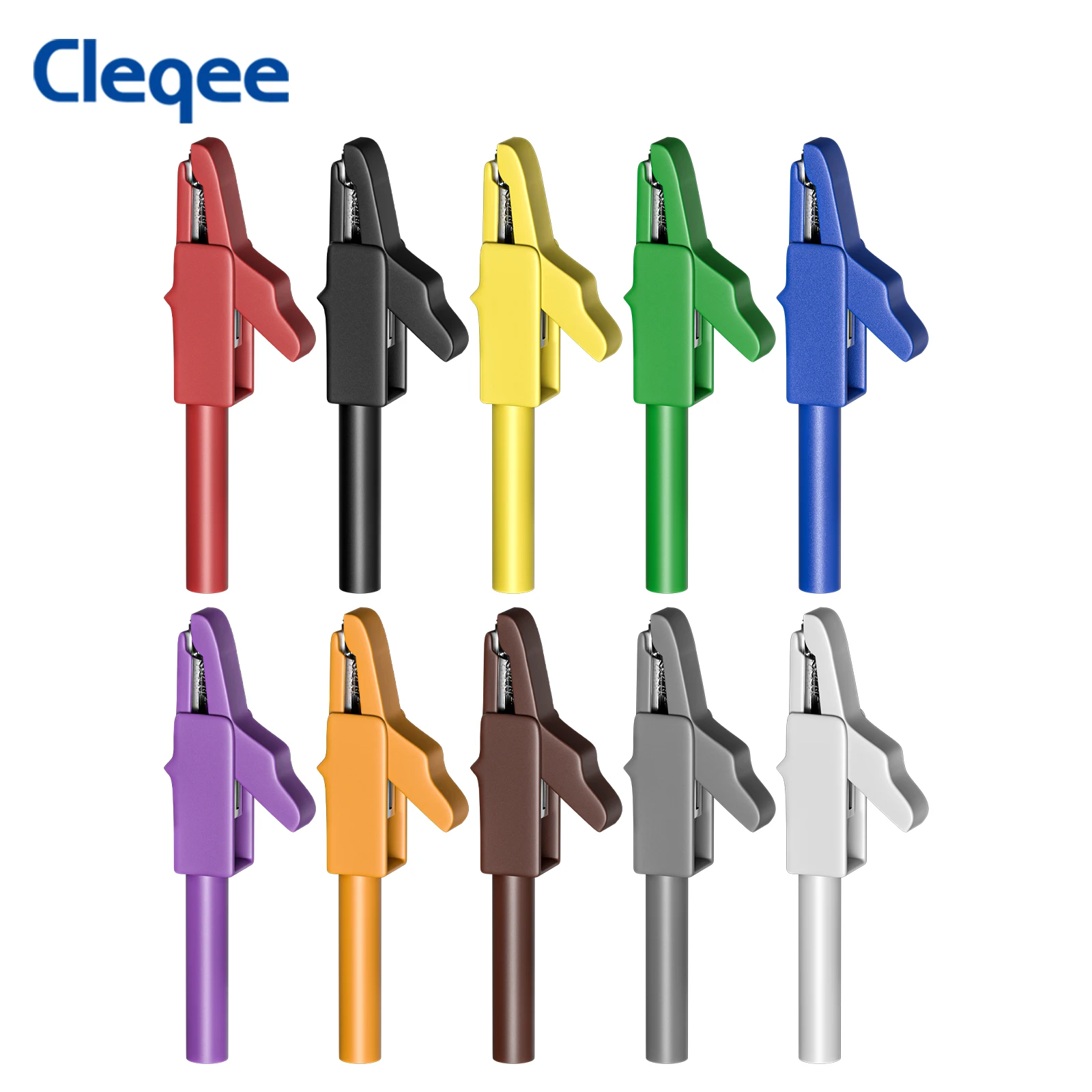 Cleqee P2007C 멀티미터 악어 클립, 4mm 바나나형 암잭 소켓이 있는 절연 안전 클립, 전기 테스트용