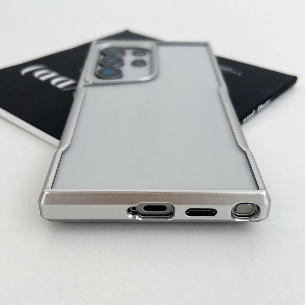 Coque de téléphone antichoc en acrylique transparent avec placage mat pour Samsung Galaxy S24 S23 S22 Ultra S24 Plus avec bords en TPU souple_voghion.com