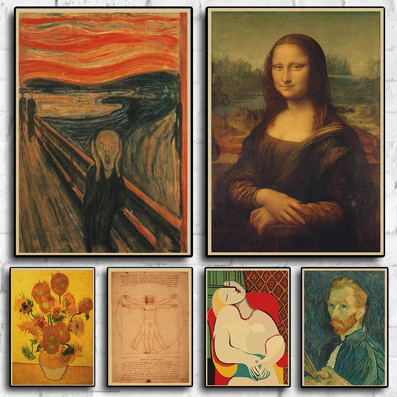 Leonardo Da Vinci & Vincent van Gogh Aesthetic Canvas Poster Wall Art