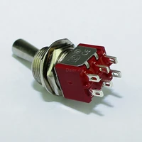 Large Long Handle Mini Toggle Switch 3 Position DPDT Latching Momentary Switch 12MM ON-OFF-ON DPDT MTS-203 6A 125VAC 2