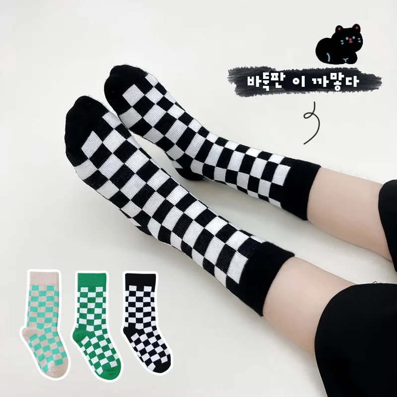 1-9 Years New Children's Socks Black White Checkerboard Kids Socks Breathable Soft Cotton Boys and Girls Sports Socks Crew Sock 2
