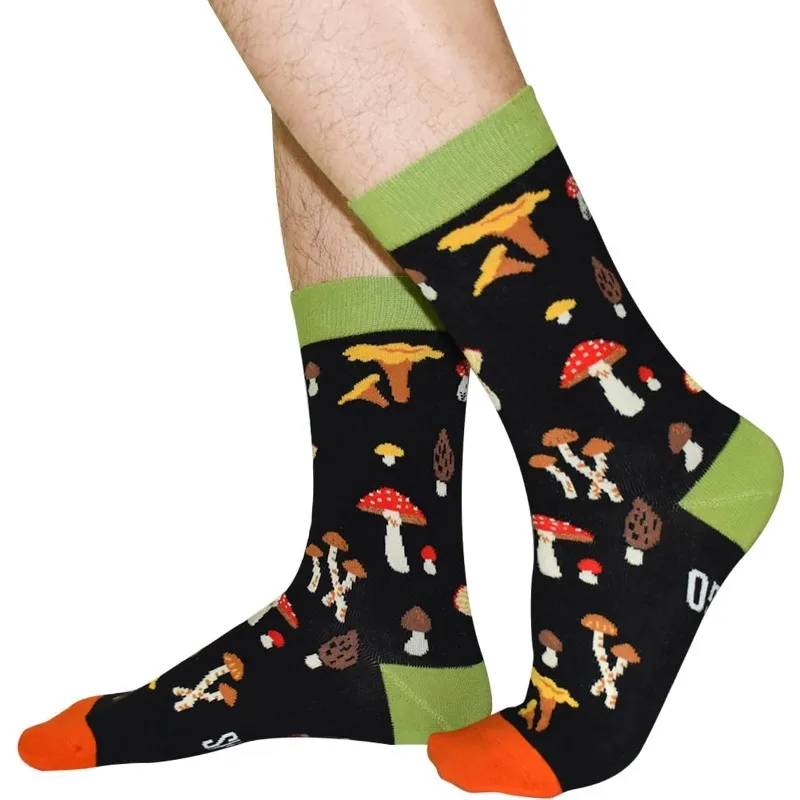 Skateboard Hip Hop Funny Happy Harajuku Mushroom Letter Printed Socks 1 Pair