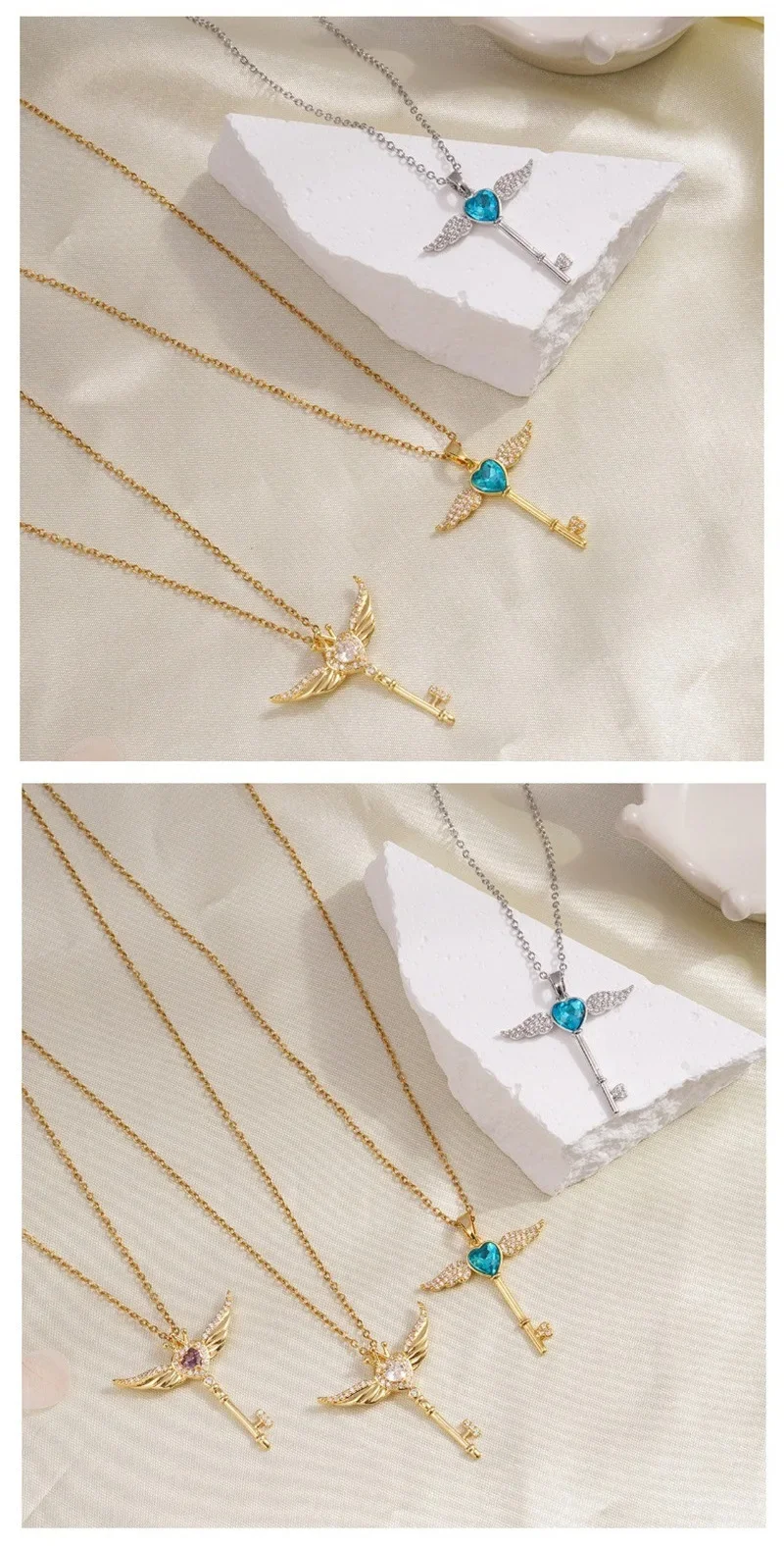 2025 Damenmode Modische einfache Schmetterling Schlüsselanhänger Zauberstab Edelstahl Halskette, geometrischer Anhänger, Clown, Schmuck, Abend_voghion.com