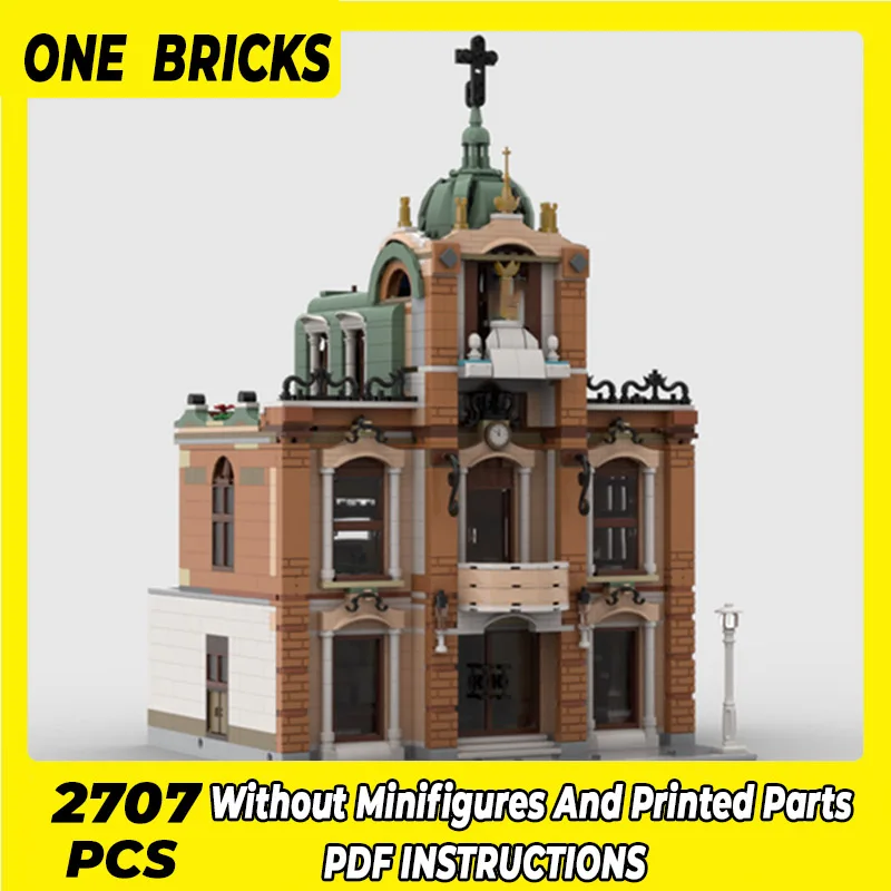 

Конструктор Moc городской, уличный вид, модель, собор, церковная технология, модульные блоки, подарки, игрушки для детей, Наборы для творчества