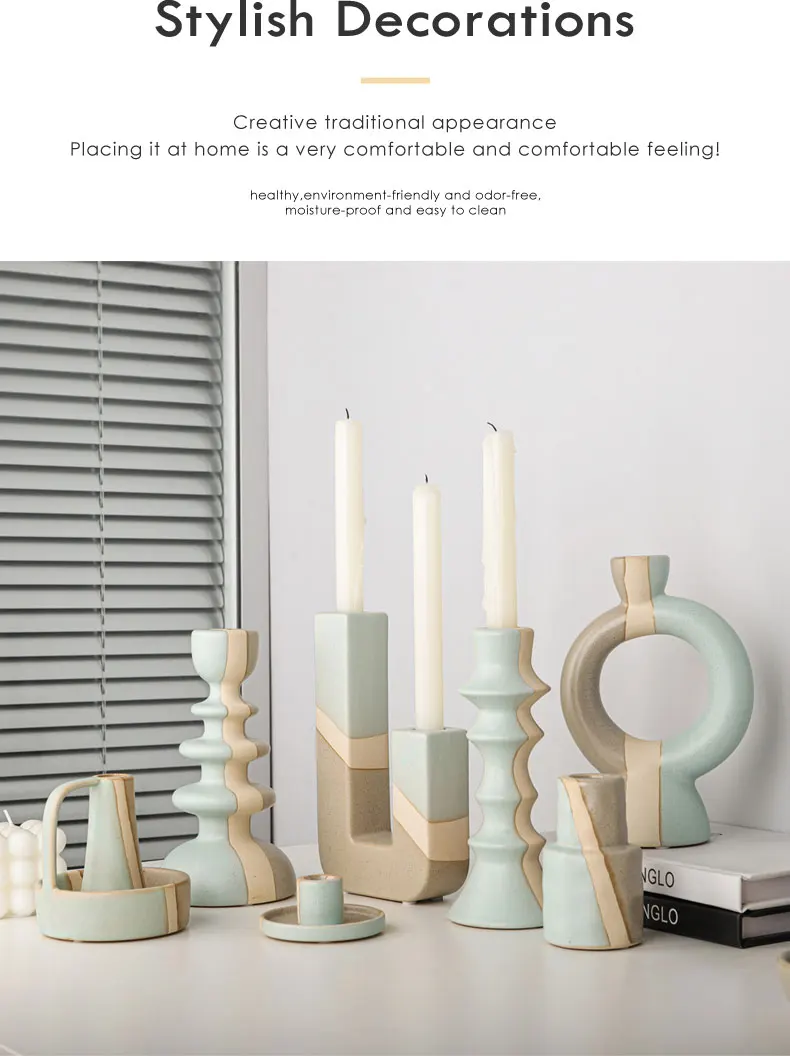 Vintage Multicolor Ceramic Candlestick