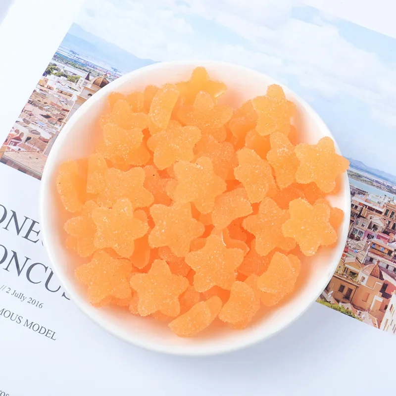 Mini Simulation Soft Candy Five-pointed Star DIY Accessories Earring Material Fake Fudge Hairpin Decoration 50Pcs