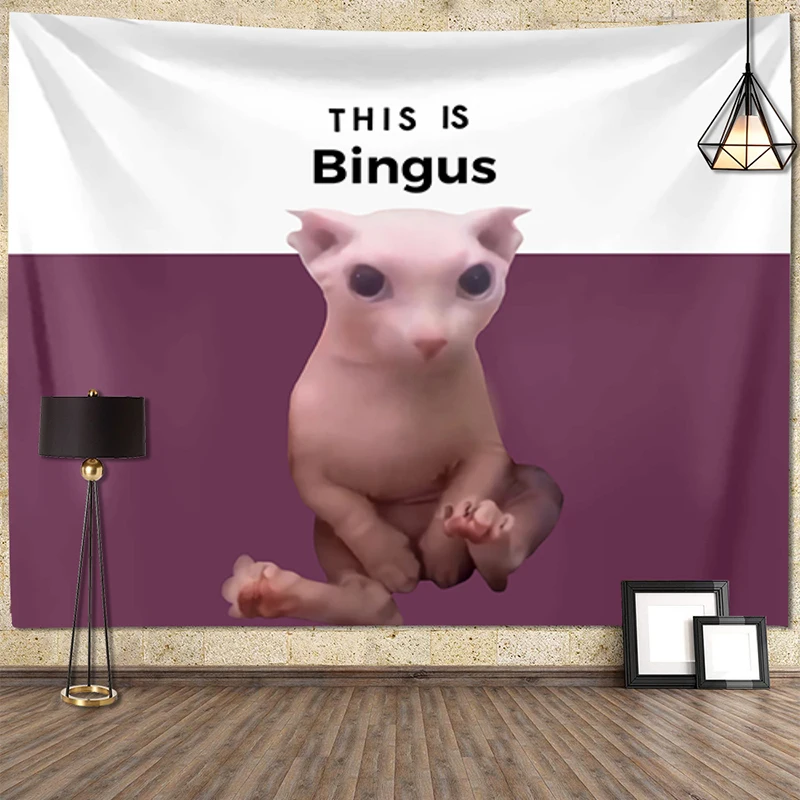Funny This Is Bingus Cat Tapestry Aesthetic Meme Sofa Blanket For Living Room Carpet Cloth Kawaii Macram Wall Decor Beach Mats Tapestry Aliexpress