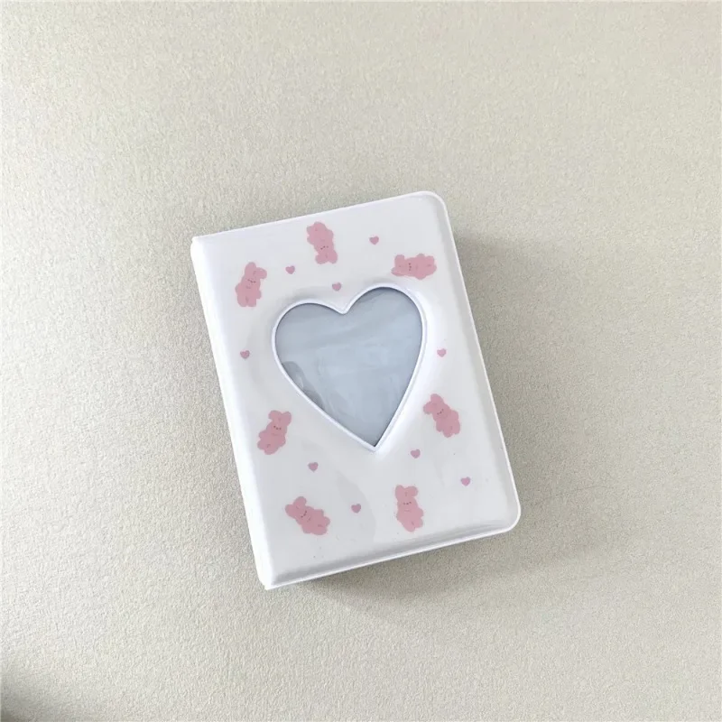 Cute Bear Photo Album 3 Inch Love Heart Hollow Picture Storage Case Kpop Card Binder Name Card Book Photocard Holder 36 Pockets 6