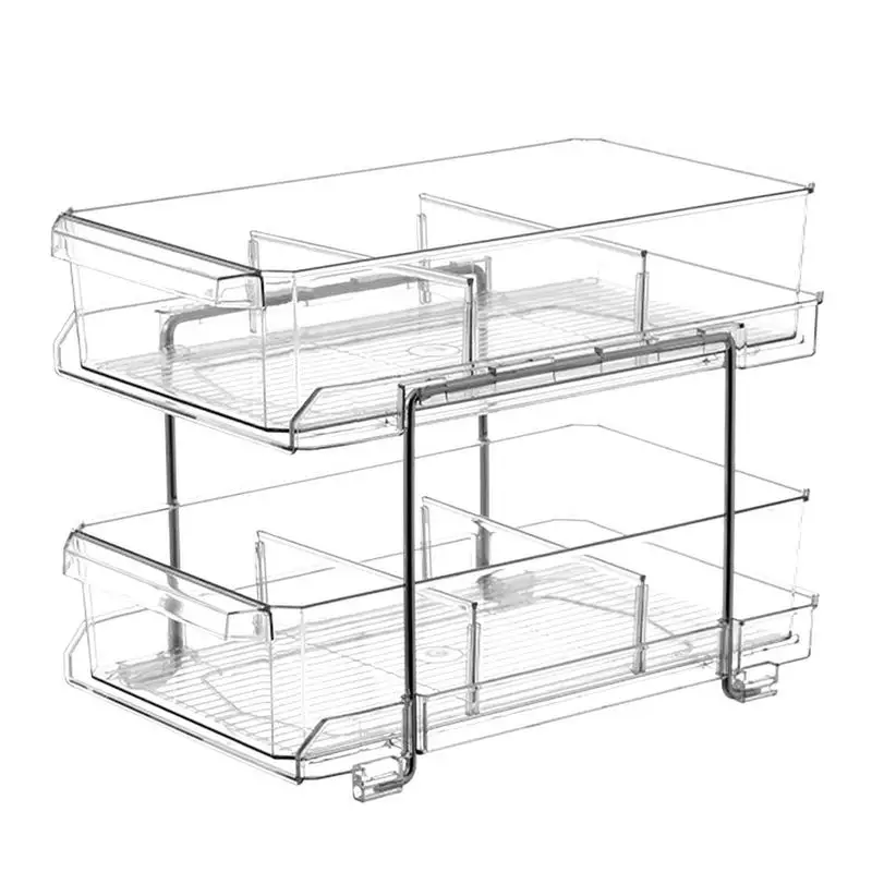 Under The Sink Organizer Two Tier Pull Out Organizer With Drawer Multi