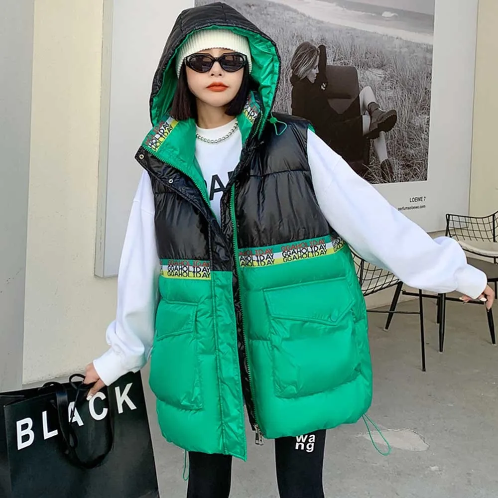 

2022 Fashion Down Cotton Hooded Vest Women's Outer Wear Autumn and Winter New Sleeveless Waistcoat Outer Wear Vest Fashion Vest