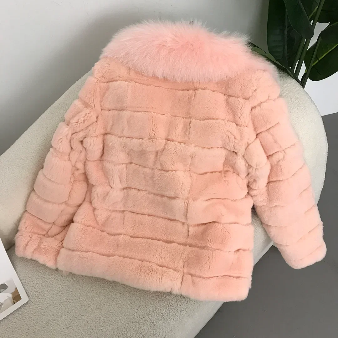 FURYOURSELF 2024 New Fashion Real Fox Fur Collar Coat Winter Jacket Women Natural Rex Rabbit Fur Outerwear Streetwear Thick Warm