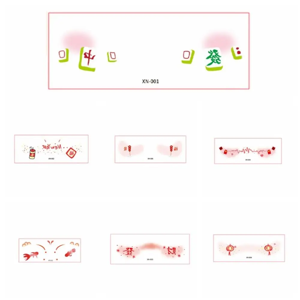 Waterproof New Year Makeup Stickers Long Lasting Cartoon New Year Face Tattoo Body Art Cute Cheek Temporary Tattoo