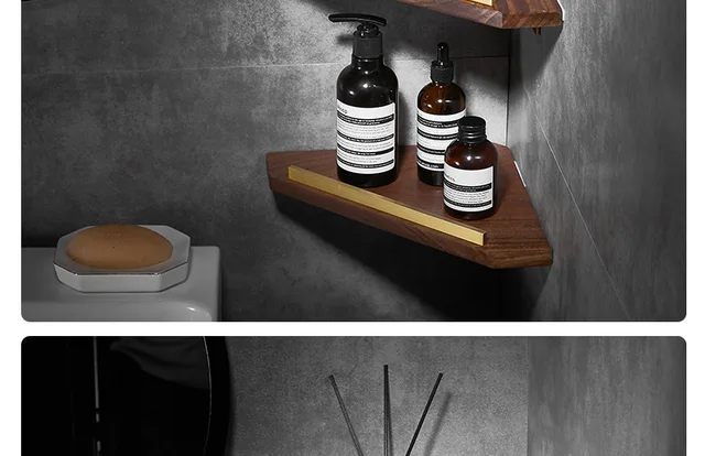 Solid wood shelf, non-perforated shelf, bathroom toilet wall-mounted  triangular waterproof storage rack - AliExpress