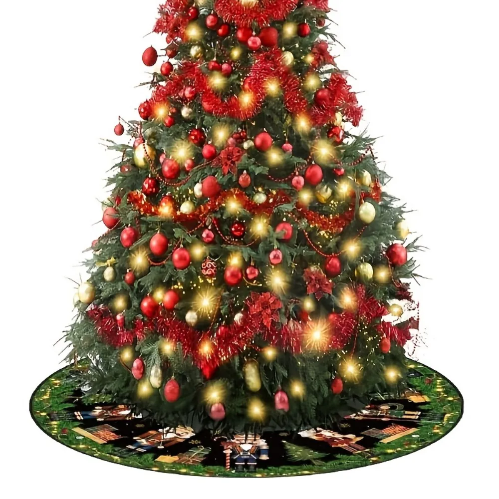 Spódnica choinkowa VIKAMA, świąteczne plisowane dekoracje, akcenty na domowe przyjęcie bożonarodzeniowe, klasyczne dekoracje świąteczne_voghion.com