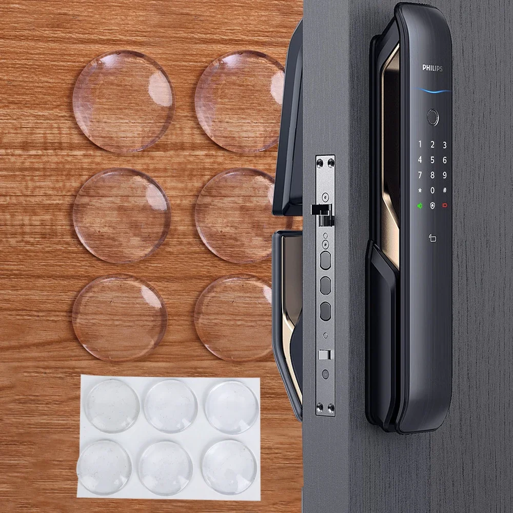 Silicone Door Handle Bumper Transparent Soft Wall Protector Self-adhesive Protective Plug Non-slip Round Doors Stop Muffler 6pcs