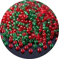 Vibrant Oling Transparent Glass Seed Beads for DIY Jewelry and Accessories (Red Green Series  8)