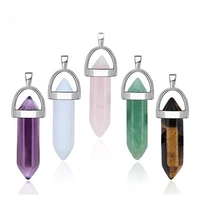 Natural Purple Amethysts Rock Quartz Rose Crystal Hexagonal Chakra Healing Point Pendulum Stone Pendant Necklace For Women Girls 2