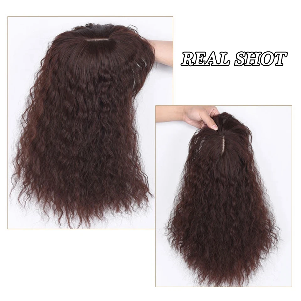 Synthetic Hair Topper with Bangs Clip for White Hair Coverage