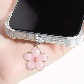 1pcs Simple Flowers Phone Dust plug Accessories Decoration Hanging Pendant for iPhone for Samsung Type-C Charging Port 1