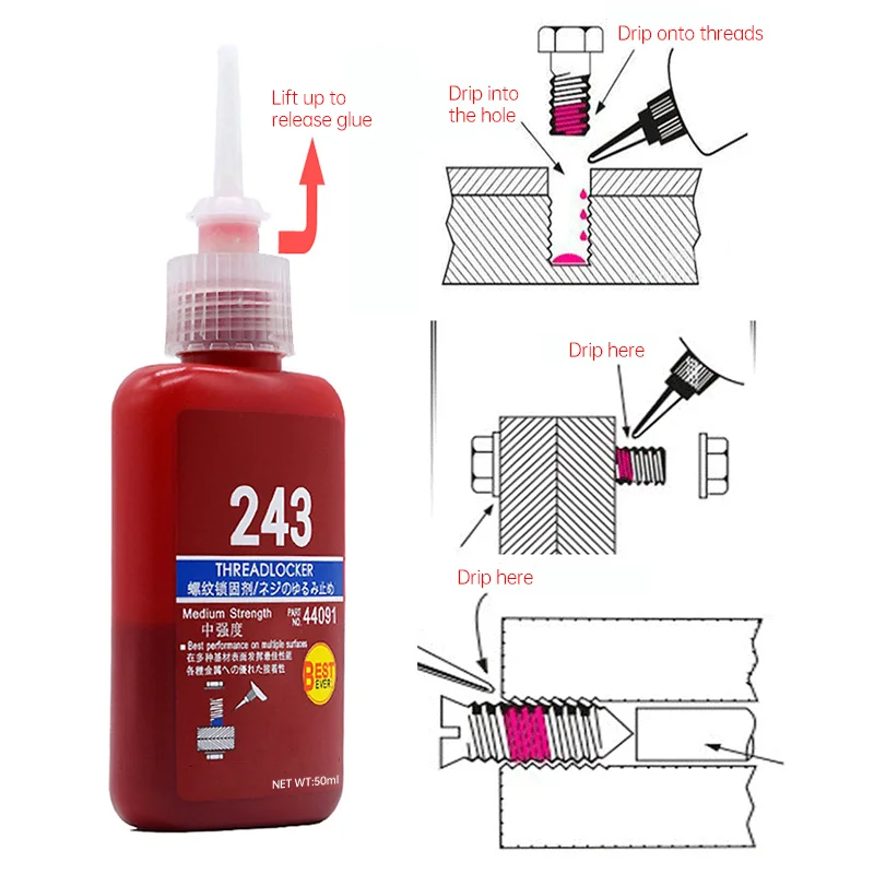 Threadlocker Glue 50ml Threadlocker Anaerobic Glues Anti Loose Screw Glues Fastening Sealant Quickly Cured Thread Locking Agent For Screws