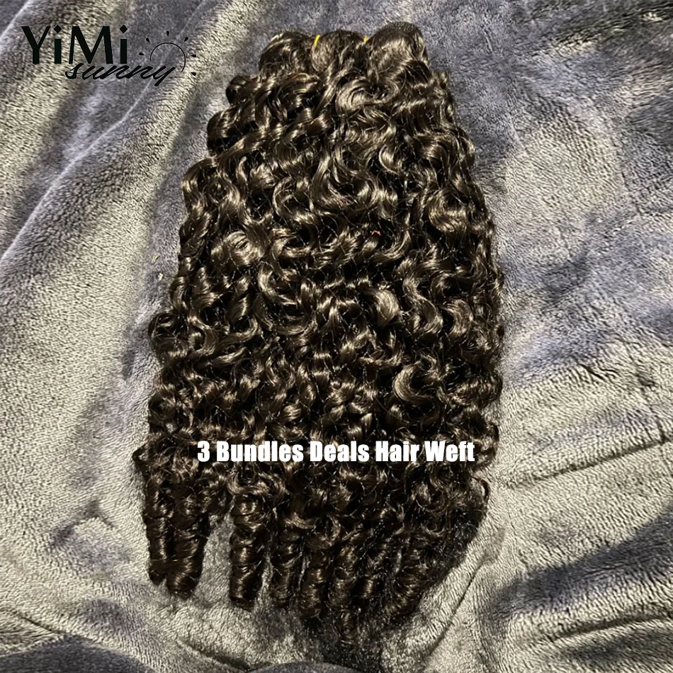 3Pc Burmese Curly Human Hair Bundles Deal Unprocessed Virgin Vietnames Hair Extension Weft To Make Full Head For Women Yimisunny