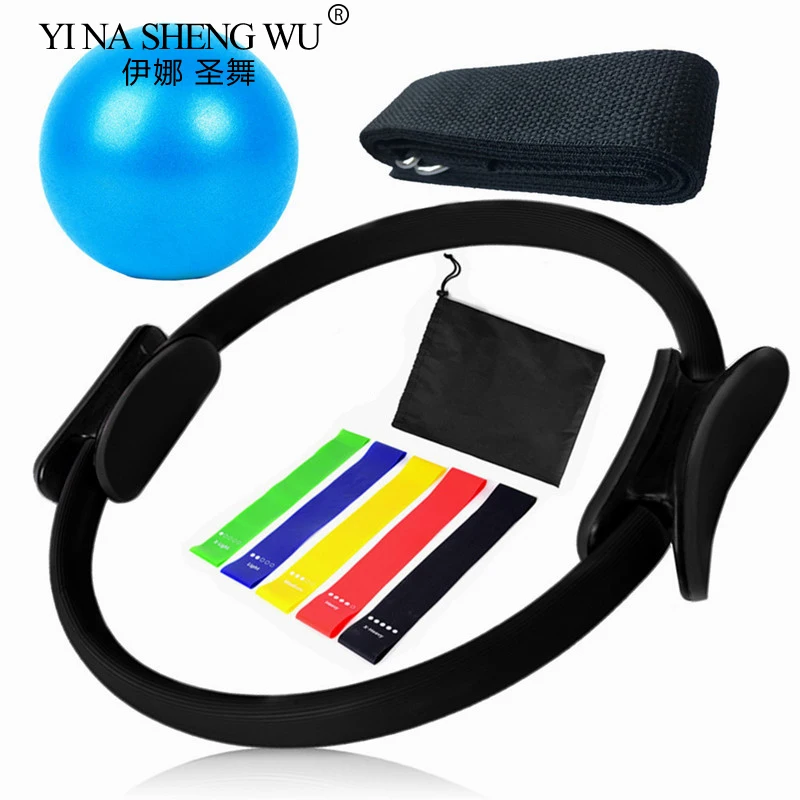 9Pcs Set Yoga Fitness Circle TPE Stretch Circle 25cm Yoga Ball Stretch with Pilates Gym Exercise Fitness Accessories