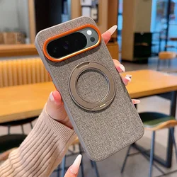 Deluxe Shockproof Magnetic Case with Adjustable Kickstand and Luxury Cloth Metal Lens Protection - Google Pixel 10a (GRAY)