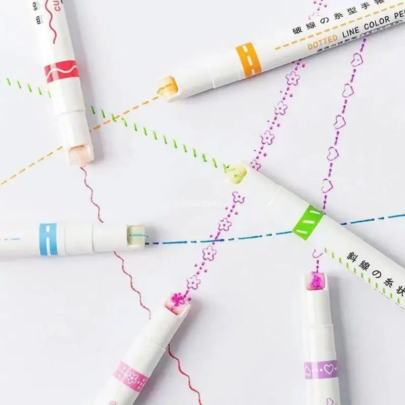 6 조각 컬러 곡선 펜 카드 만들기 드로잉 Scrapbooking Canlendar Dropship