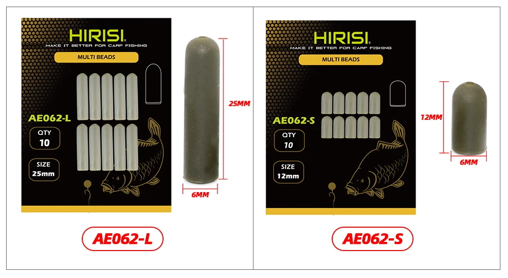 Hirisi 10 Stück/20 Stück weiche Gummi-Pufferperlen, Angelterminal, Angelgerät, Hubschrauber-Rigs für Karpfenangeln, Größe klein und groß, AE062 – Detail 3