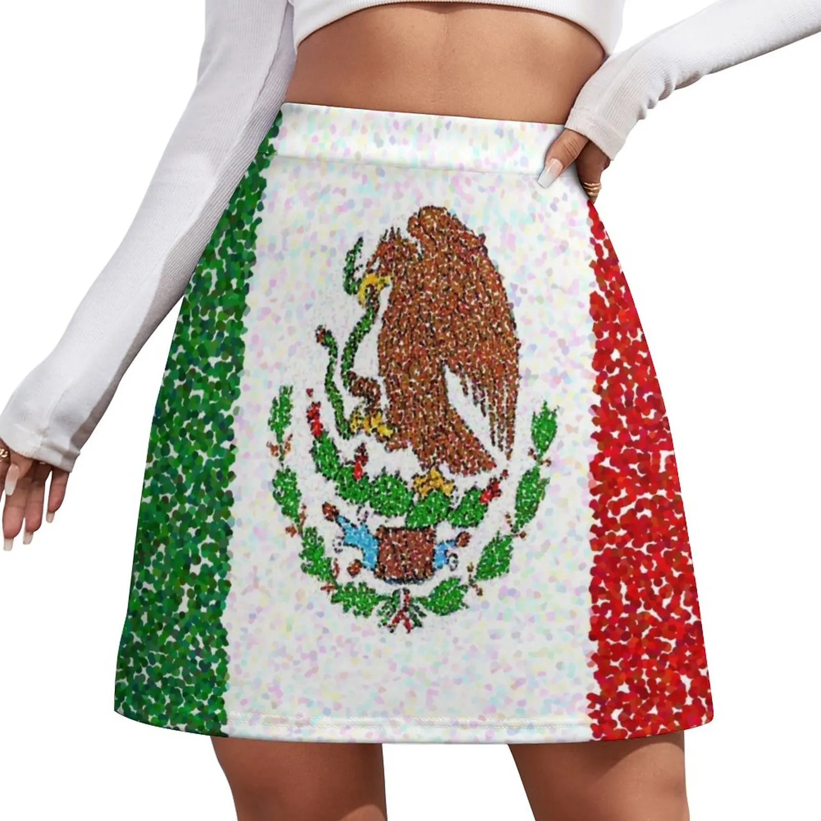 Mexico Flag Mini Skirt skorts for women women's summer dress 2024 dresses for prom Skirt satin mini dresses american flag ruffled hollow out mini dress in multicolor size l m s