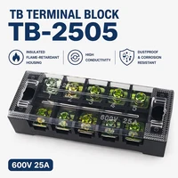 1PCS TB2505 Dual Row Thick Copper Screw Terminal Block Flame Retardant Grounding Strip Wire Connector Durable 600V 25A 1