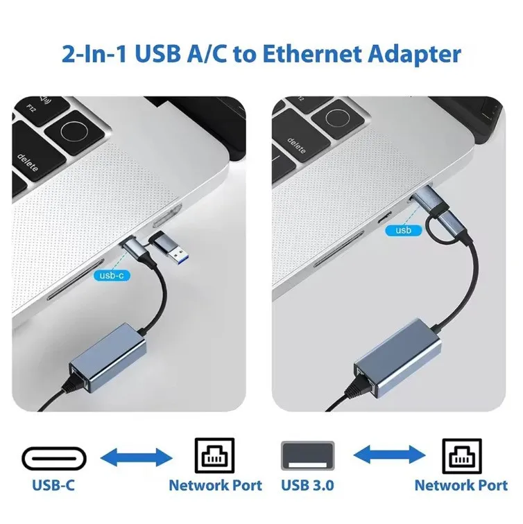 ?   KEBIDUMEI 1000Mbps 유선 이더넷 어댑터 1G USB 3.0 타입 C to RJ45 네트워크 카드 이더넷 기가비트 어댑터 PC용 랜 카드 허브