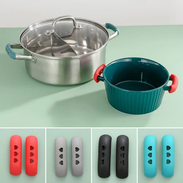 2Pcs Silicone Cookware Handle Cover Heat Resistant Pot Holder Sleeve Grip  Frying Cast Iron Skillet Pan