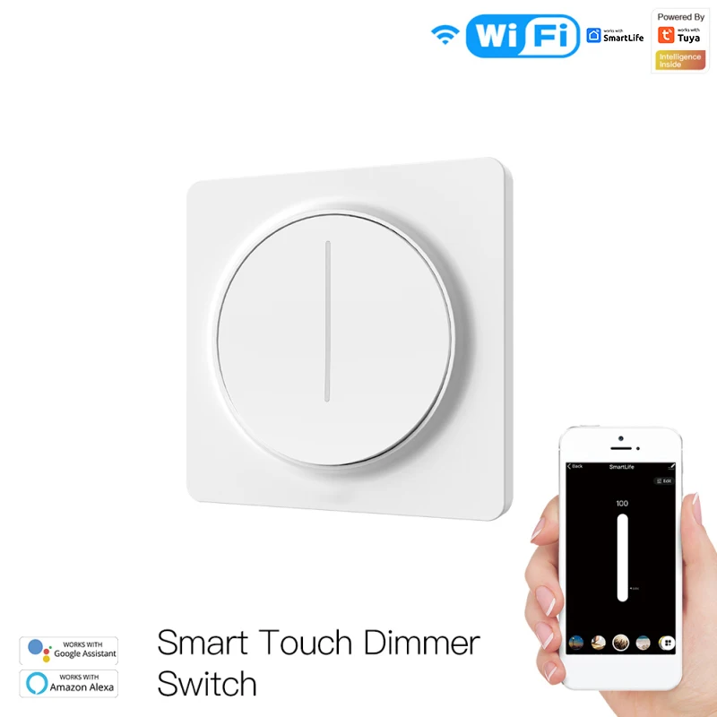 

New WiFi Smart Rotary/Touch Light Dimmer Switch Smart Life/Tuya APP Remote Control Works with Alexa Voice Assistants EU