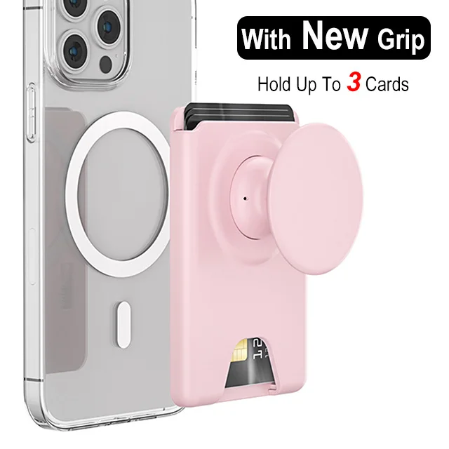 Universal Magnetic Card Holder with Silicone Griptok and Pop Solid Wallet Slot