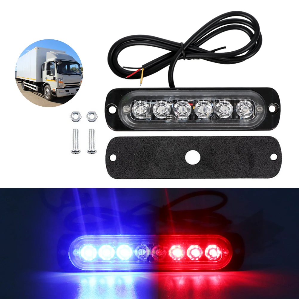 6 Led Car Truck Dash Strobe Flash Light Emergenza Rosso E Blu