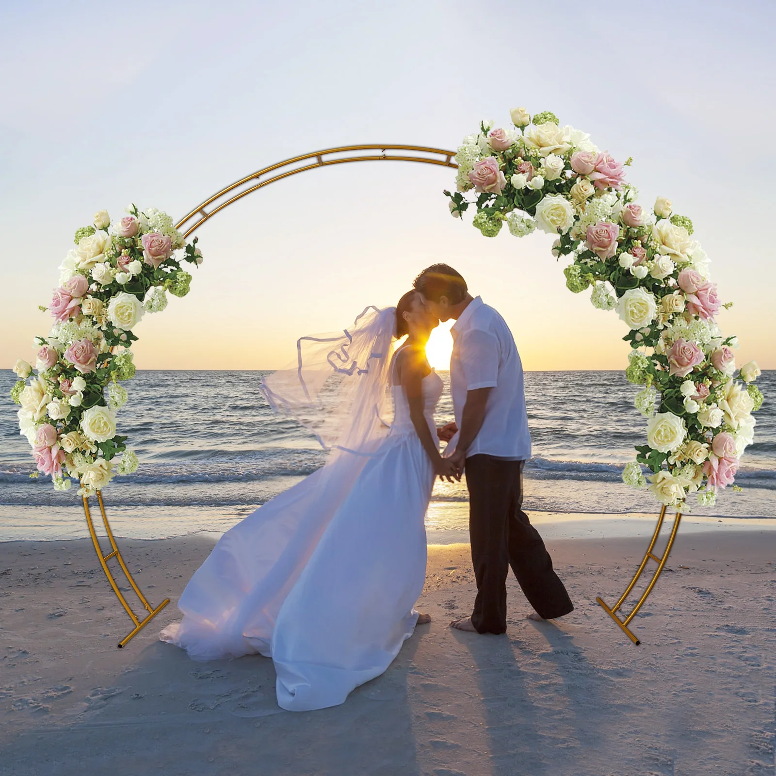 Wedding Arch Stand with Bases Easy Assembly Garden Arch Metal Abor for Weddings Party Event Decoration