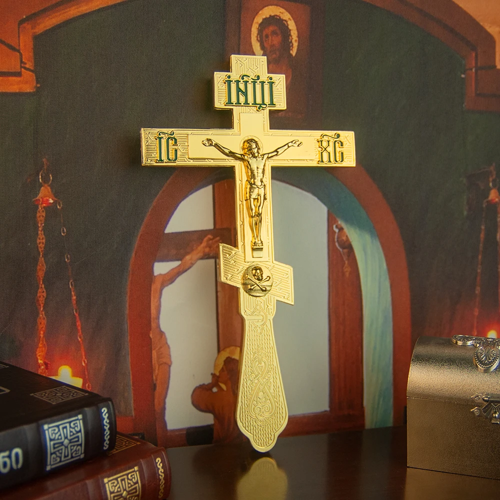Decorative Standing Crucifix Cross Religious Gift Orthodox Alloy Jesus Statue Church wood cross religious ritual accessories