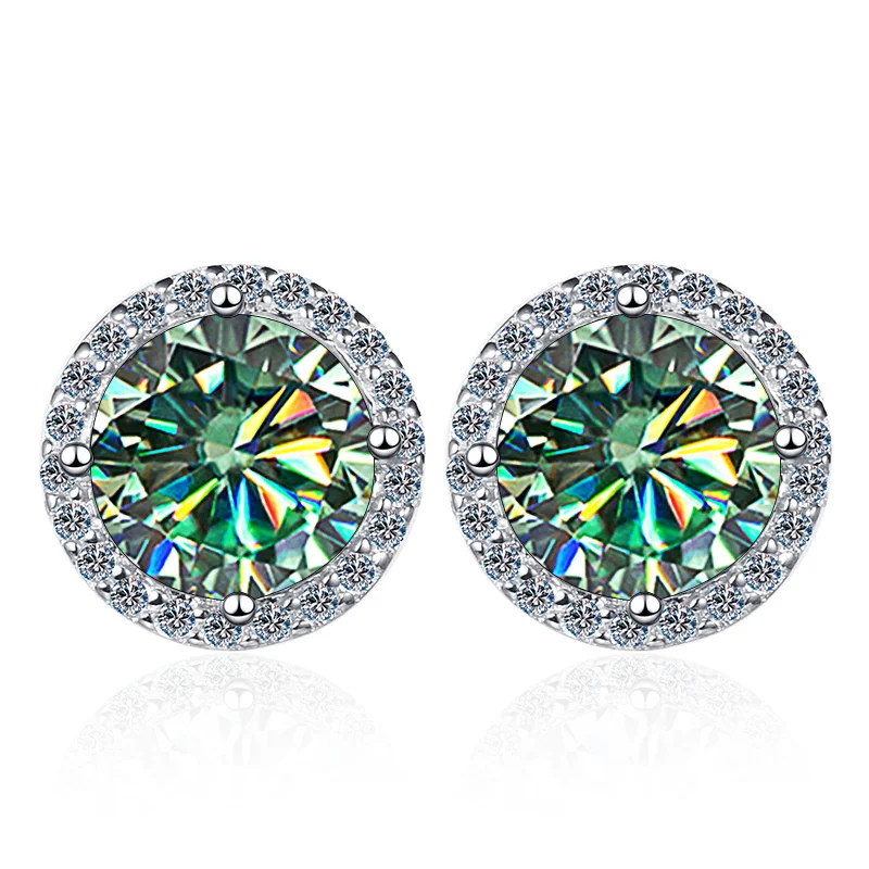 

9024 Lefei Fashion Trendy Classic White Moissanite Exquisite Color 1ct Round Earrings Charm Women Silver 925 Party Jewelry Gift
