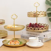 Light Luxury 2 layer Iron Fruit Tray Home Living Room Tea Table Light Luxury Net Red Fruit Tray Home Snack Nuts Storage Tray 2