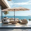 Umbrellas and Garden Bases 15ft Large Patio Umbrellas With Base Included Outdoor Umbrella Beach for Poolside Lawn Garden Beige 6