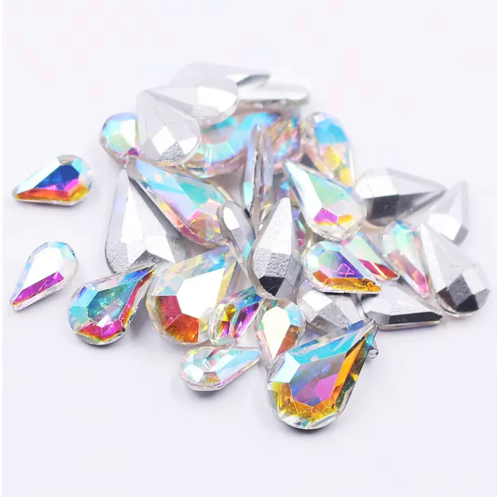 5X8mm-8x13mm Mix Größe Drop Pointback Glitter Kristalle Strass Perlen Zubehör Bekleidungs Steine Edelsteine Kleber Strass Dekorationen