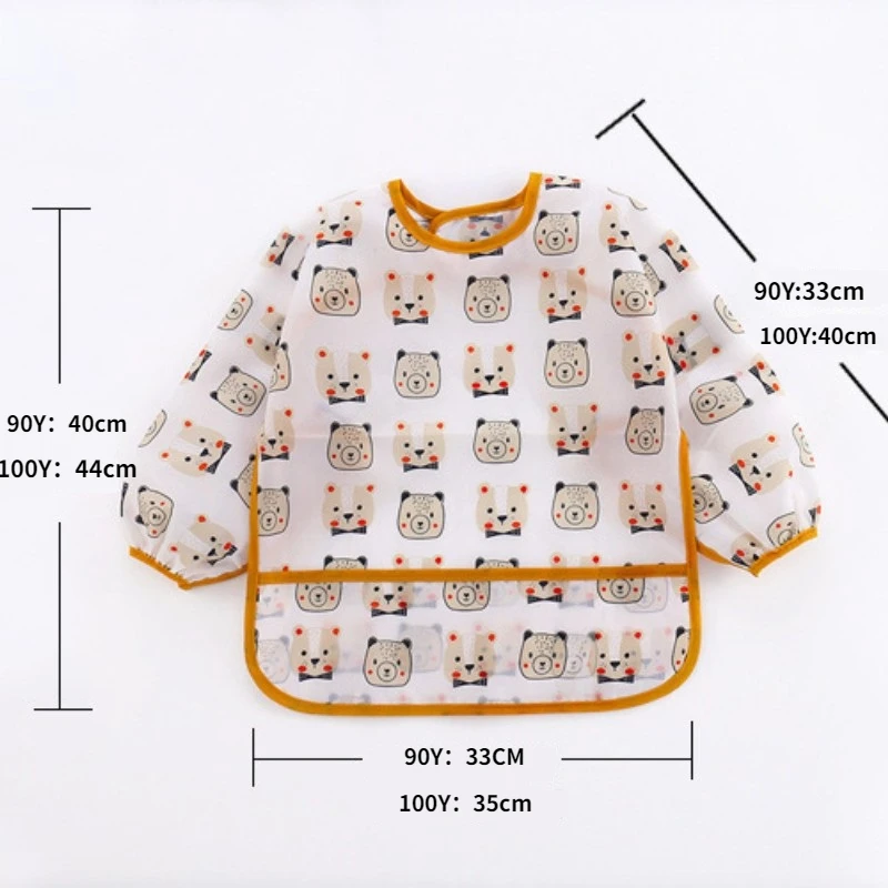 Baby Bib New Cartoon Toddler Waterproof Long Sleeve Child's Feeding Apron Cute Art Smock for 0-6 Years