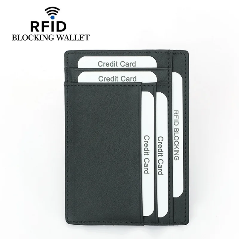 RFID Blocking Genuine Leather Slim Wallet